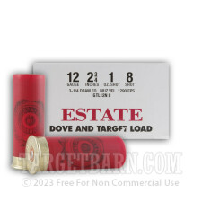 Estate Dove and Target Load 12 Gauge Ammunition - 25 Rounds of 2-3/4" 1 oz. #8 Shot
