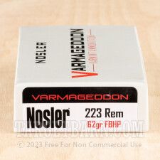 Nosler Varmageddon 223 Remington Ammunition - 20 Rounds of 62 Grain FBHP