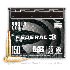 Federal Black Pack 223 Rem Ammunition - 600 Rounds of 55 Grain FMJ