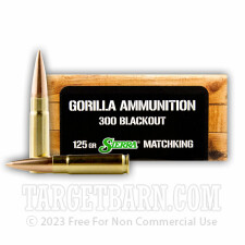 Gorilla 300 AAC Blackout Ammunition - 20 Rounds of 125 Grain Sierra Matchking