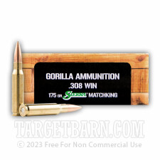 Gorilla 308 Winchester Ammunition - 20 Rounds of 175 Grain Sierra Matchking OTM