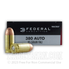 Federal Champion 380 ACP Ammunition - 50 Rounds of 95 Grain FMJ