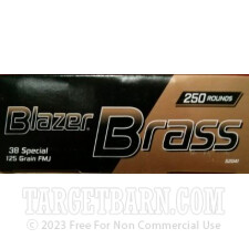 CCI Blazer Brass 38 Special Ammunition - 250 Rounds of 125 Grain FMJ