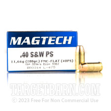 Magtech 40 S&W Ammunition - 1000 Rounds of 180 Grain FMC-Flat
