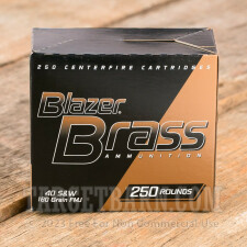 CCI Blazer Brass 40 S&W Ammunition - 250 Rounds of 180 Grain FMJ