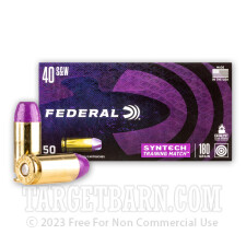 Federal Syntech Training Match 40 S&W Ammunition - 50 Rounds of 180 Grain Total Synthetic Jacket FN