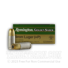 Remington Golden Saber 9mm Luger Ammunition - 500 Rounds of +P 124 Grain JHP