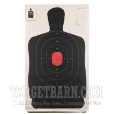 B-27 (24") RC Paper Targets - 50 Yd Police Silhouette - Red - 100 Count