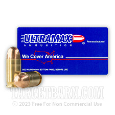 Ultramax Remanufactured 380 ACP Ammunition - 50 Rounds of 95 Grain FMJ