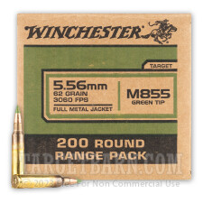 Winchester 5.56x45 Ammunition - 200 Rounds of 62 Grain FMJ M855