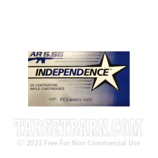 Independence 5.56 NATO Ammunition - 500 Rounds of 55 Grain FMJ-BT