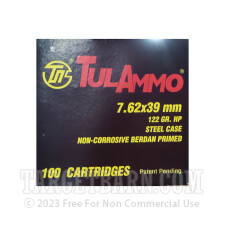 Tula Cartridge Works 7.62x39mm Ammunition - 100 Rounds of 122 Grain HP