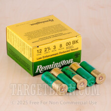 Remington Reduced Recoil 12 Gauge Ammunition - 250 Rounds of 2-3/4" 8 Pellets 00 Buckshot
