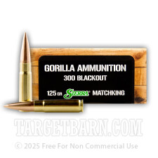 Gorilla 300 AAC Blackout Ammunition - 20 Rounds of 125 Grain Sierra Matchking
