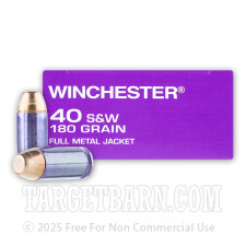 Winchester DHS 40 S&W Ammunition - 50 Rounds of 180 Grain FMJ