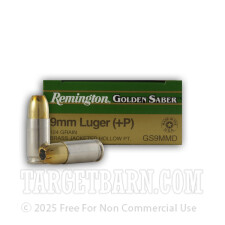 Remington Golden Saber 9mm Luger Ammunition - 500 Rounds of +P 124 Grain JHP