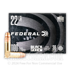 Federal Black Pack 22 LR Ammunition - 1100 Rounds of 38 Grain CPHP