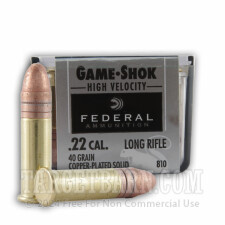 Federal Game-Shok 22 LR Ammunition - 100 Rounds of 40 Grain Lead Round Nose