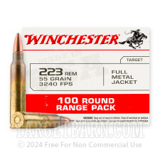 Winchester 223 Remington Ammunition - 100 Rounds of 55 Grain FMJ