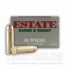 Estate Range & Target 38 Special Ammunition - 50 Rounds of 130 Grain FMJ