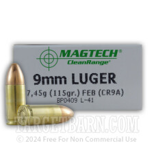 Magtech Clean Range 9mm Luger Ammunition - 50 Rounds of 115 Grain FEB