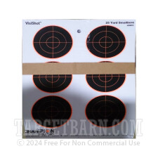 VisiShot 25 Yard Smallbore Target - Six 3 Inch Bullseyes - Orange Reactive - Champion - 10 Count