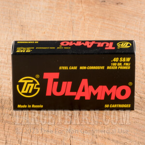 Tula 40 S&W Ammunition - 500 Rounds of 180 Grain FMJ