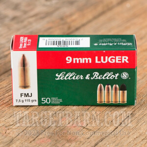 Sellier & Bellot 9mm Luger Ammunition - 1000 Rounds of 115 Grain FMJ