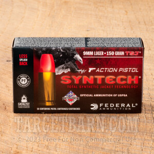 Federal American Eagle Syntech Action Pistol 9mm Ammunition - 500 Rounds of 150 Grain TSJ