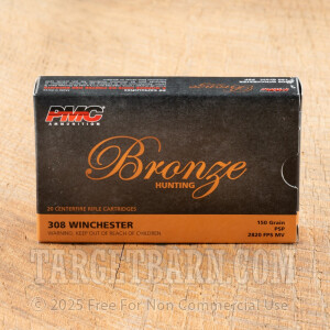 PMC Bronze 308 Winchester Ammunition - 20 Rounds of 150 Grain PSP