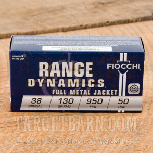 Fiocchi 38 Special Ammunition - 50 Rounds of 130 Grain FMJ
