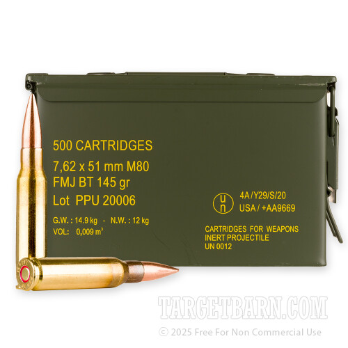人気 ブランド チェック FMJBT Grain 145 7.62x51 Partizan Prvi - Can Ammo in Rounds 500 邦楽