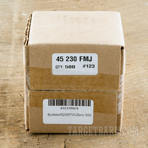Bullets: 45 Caliber 230 Grain FMJ - Zero - 1000 Case