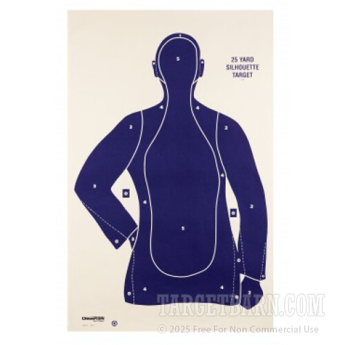 Target Barn Champion Law Enforcement 25 Yard, B21-E Blue Silhouette Cardboard ...