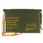 Prvi Partizan 7.62x51 Ammunition in Ammo Can - 500 Rounds of 145 Grain FMJBT