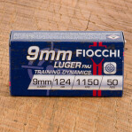 Fiocchi 9mm Luger Ammunition - 50 Rounds of 124 Grain FMJ