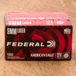 Federal American Eagle 9mm Ammunition - 100 Rounds of 124 Grain FMJ