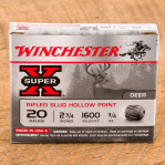 Winchester Super-X 20 Gauge Ammunition - 5 Rounds of 2-3/4” 3/4 oz HP Rifled Slug
