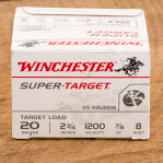 Winchester Super Target 20 Gauge Ammunition - 250 Rounds of 2-3/4” 7/8 oz #8 Shot
