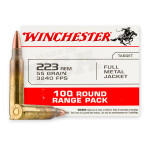 Winchester 223 Remington Ammunition - 100 Rounds of 55 Grain FMJ