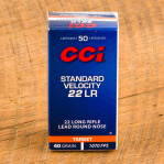 CCI Standard Velocity 22 LR Ammunition - 500 Rounds of 40 Grain LRN