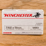 Winchester 7.62x51 Ammunition - 500 Rounds of 149 Grain FMJ M80