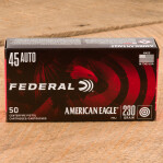 Federal American Eagle 45 ACP Ammunition - 50 Rounds of 230 Grain FMJ