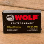 Wolf 300 AAC Blackout Ammunition - 500 Rounds of 145 Grain FMJ