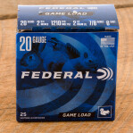 Federal Game Load 20 Gauge Ammunition - 250 Rounds of 2-3/4” 7/8 oz #6 Shot