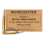 Winchester Service Grade 7.62x51 Ammunition - 20 Rounds of 175 Grain HPBT MatchKing M118LR