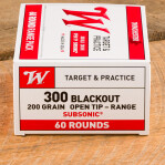 Winchester USA 300 AAC Blackout Ammunition - 240 Rounds of 200 Grain Open Tip