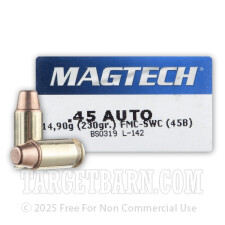 Magtech 45 ACP Ammunition - 50 Rounds of 230 Grain FMC-SWC