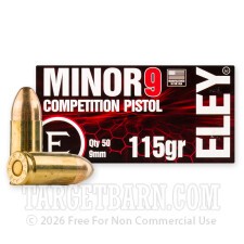 Eley Minor9 9mm Ammunition - 50 Rounds of 115 Grain FMJ
