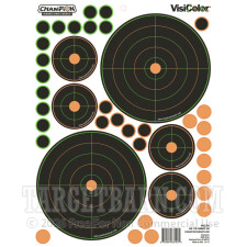 Champion VisiColor 50 Yard Sight-In Targets - 5 Adhesive Targets - 11.5" x 8.5” Bullseye